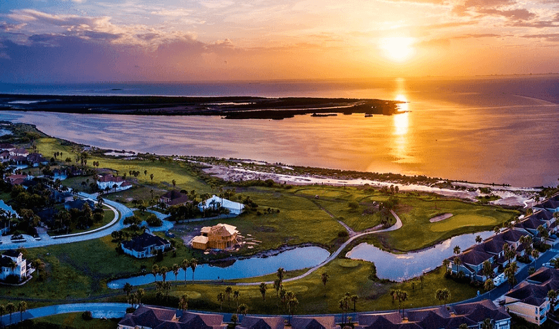 landscape at sunset in South Padre Island
